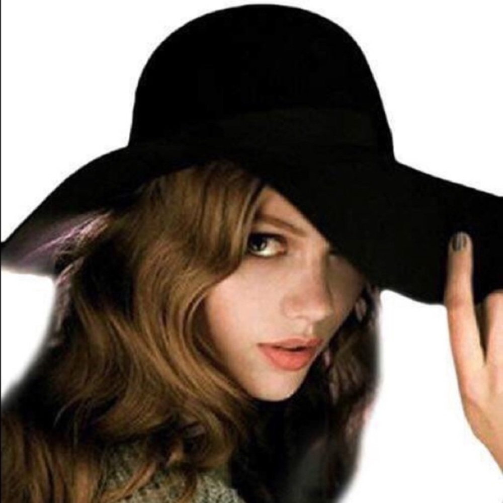 WOMENS FELT WOOL WIDE BRIM FEDORA WOOL FLOPPY HAT H&M - Picture 9 of 10